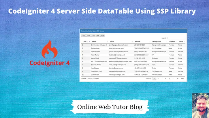 CodeIgniter 4 Server Side DataTable Using SSP Library