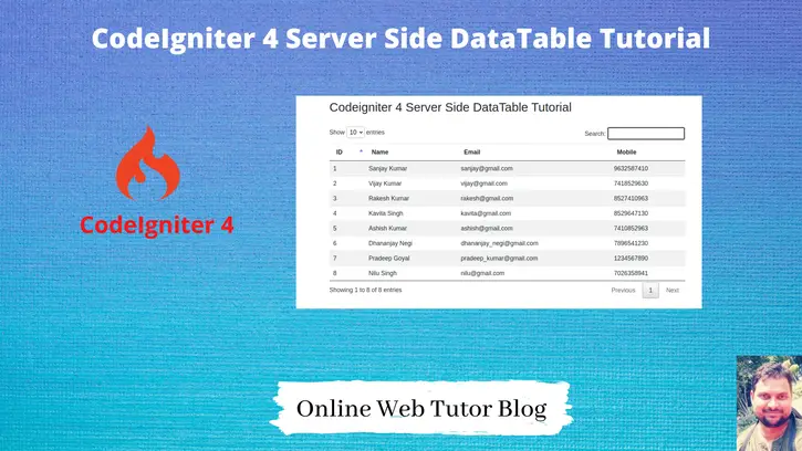 CodeIgniter 4 Server Side DataTable Tutorial