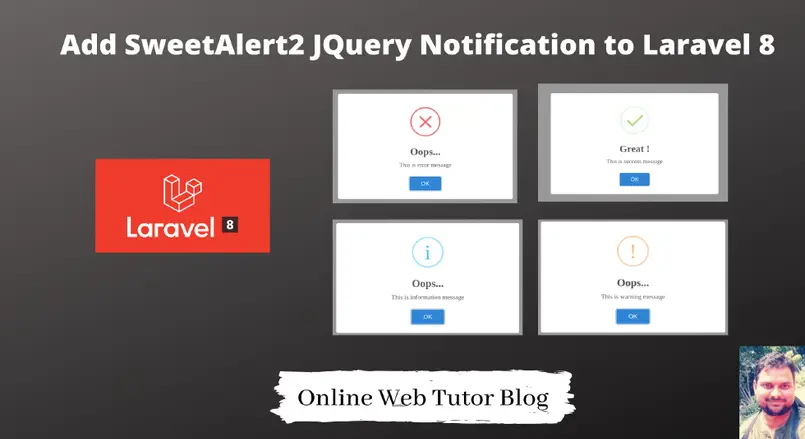 Add SweetAlert2 jQuery plugin to Laravel 8 application