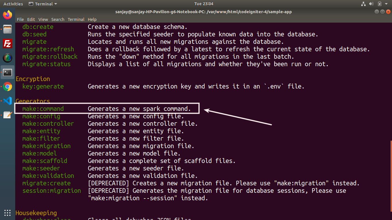 How To Create Custom Command in CodeIgniter 4