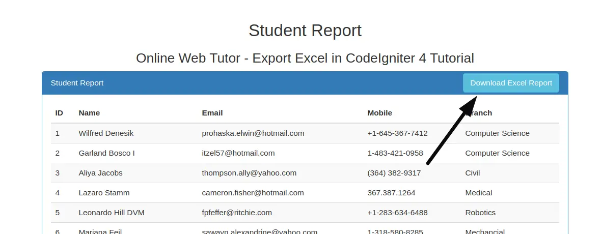 export-data-into-excel-report-in-codeigniter-4-tutorial