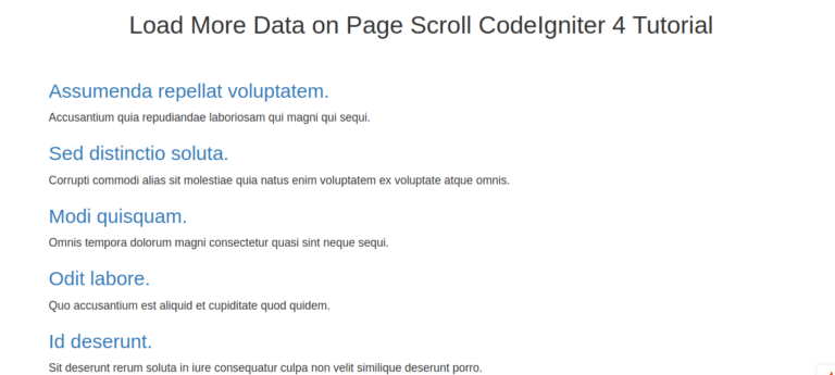 Load More Data on Page Scroll CodeIgniter 4 Tutorial
