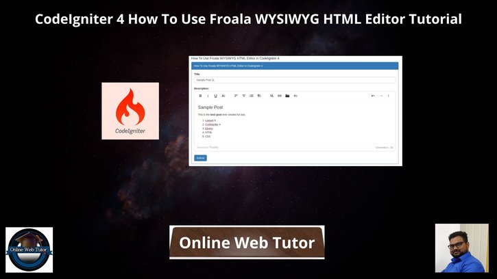 CodeIgniter-4-How-To-Use-Froala-WYSIWYG-HTML-Editor-Tutorial