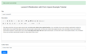 Laravel 9 Redirection with Form Inputs Example Tutorial